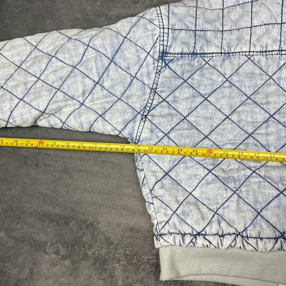 BLANKNYC Quilted Acid Wash Denim Bomber Jacket Women's XL Blue - Picture 6 of 11